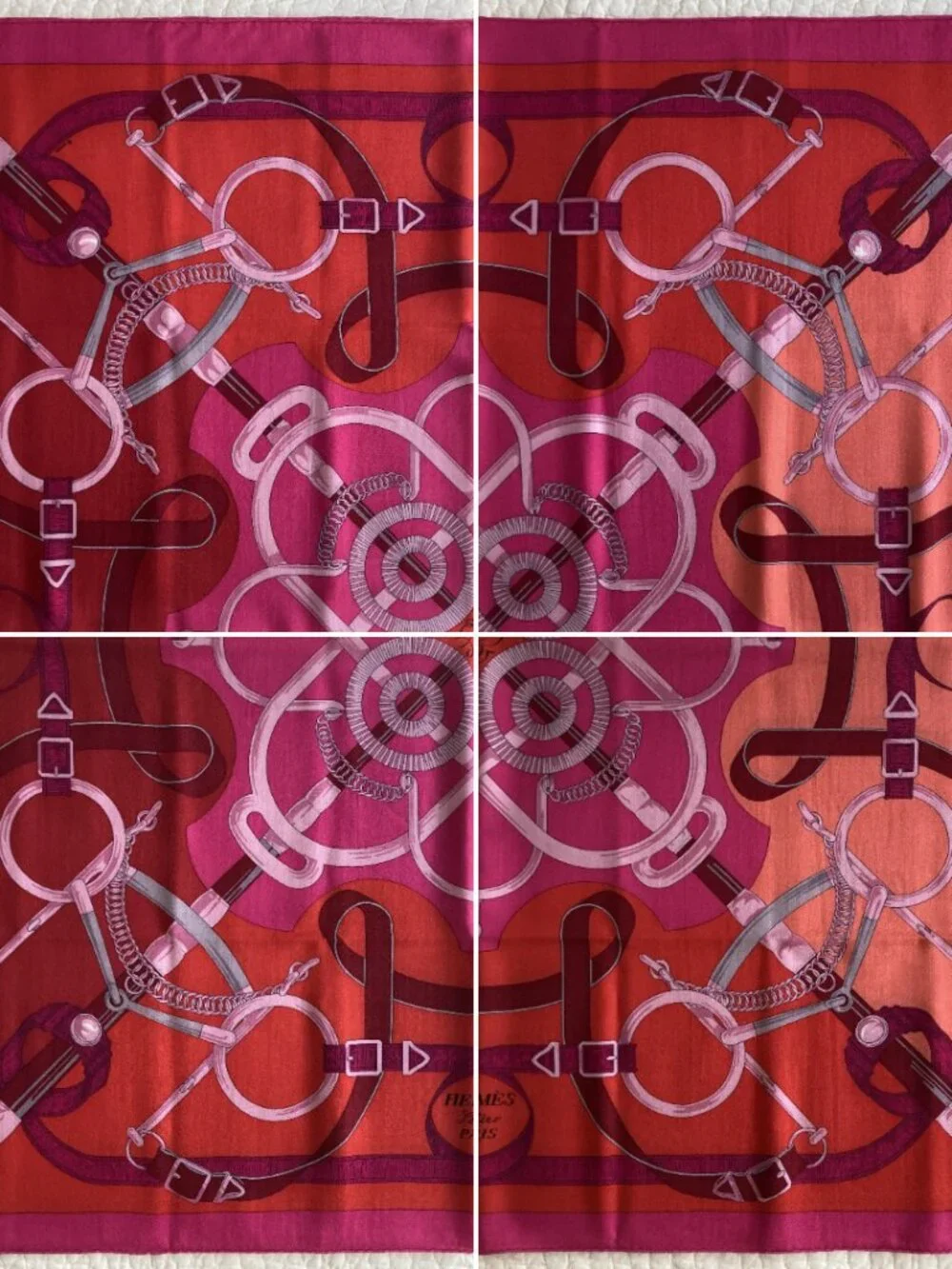 Hermes Eperon d'Or Cashmere Silk Shawl Scarf
